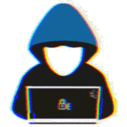 Pixel art hacker at computer